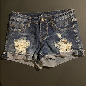 Kids dark denim jean shorts